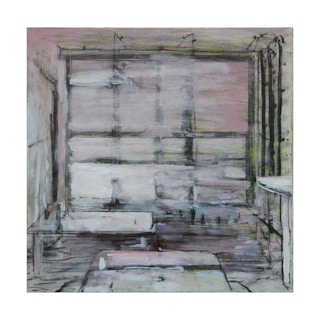 "Untitled" Abstract Black and White Geometric Interior Painting