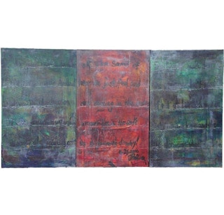 Contemporary Two Toned Triptych with Calligraphy, 2000