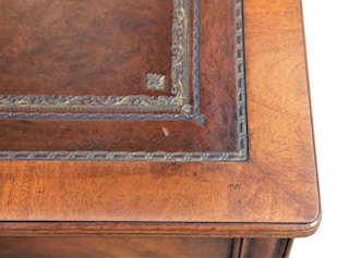 Straight Leg Chippendale Leather Wood and Hogan Writing Library Desk