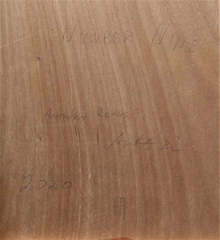 "Number Nine" Green, Purple, and Orange Linear Abstract Contemporary Painting 2020