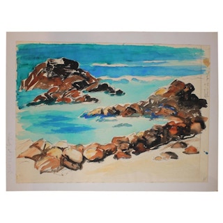 Elizabeth Walmsley- "Rocky Shore" Beach Impressionist Landscape