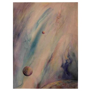 Gustave Alhadeff Untitled Watercolor Outer Space Abstract Painting
