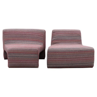 Pair of Conjoining Lounge Chairs with Playful Knoll Fabric