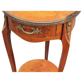 Wood Italian Side Table with Inlaid Marquetry Bronze Ormolu