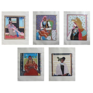 T.C. Cannon- Set of 4 Woodcut Prints of Colorful Native American Portraits 44/200