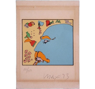 Surrealist Profile Portrait of a Man in Blue Edition 180 of 250, 1973