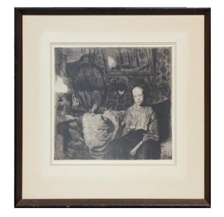 "Young Couple" Abstract Figurative Etching