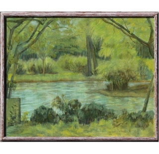 Naturalistic Green Toned Landscape with Stream, 1972