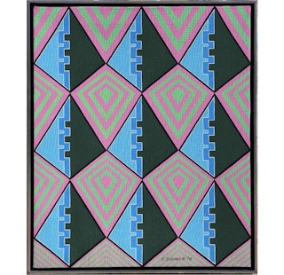 "Ornamental Trees" Geometric Pop Art Style Painting, 1978