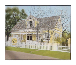 "The Lickskillet Inn" Large Architectural Landscape Painting 1982