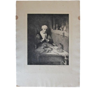 Portrait of an Elderly Woman Praying at a Table Etching, 1914