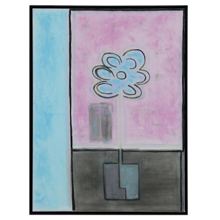 Pink, Blue and Black Floral Still Life Abstract 2018