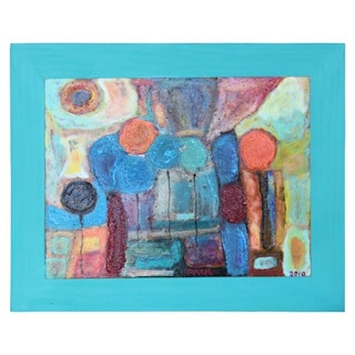 Colorful Abstract Landscape Painting of Balloons, 2018