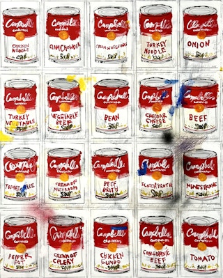 "20 Cans" Contemporary Abstract Andy Warhol Inspired Pop Art Painting 2023