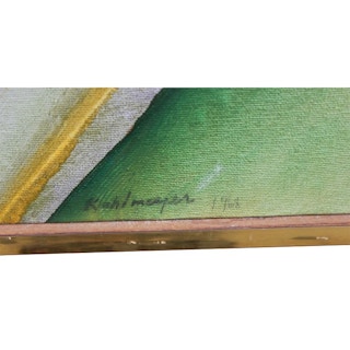 Linear Green Tonal Geometric Abstract Painting, 1968