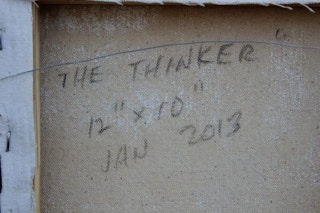 "The Thinker" Surrealist Contemporary Painting Inspired by Auguste Rodin, 2013