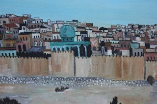 Impressionist Landscape Painting of the Holy City of Jerusalem 1960's