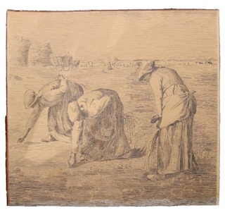 (After) "The Gleaners" Ink Drawing Painting Study, 19th Century