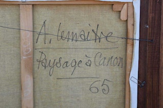 “Paysage à Canon" Blue and Green Toned Pastoral Impressionist Landscape Painting 1965