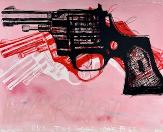 "Guns (Pink)" Contemporary Abstract Andy Warhol Inspired Pop Art Painting 2023