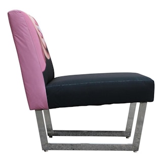 Pair of Unique Custom Modern Slipper Pink and Black Lounge Chairs