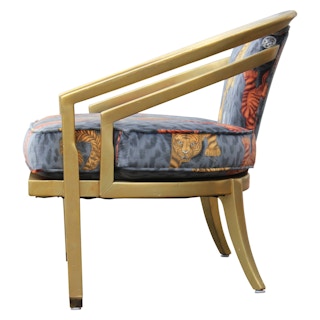 Stunning Custom Upholstered Modern Tiger Print 22-Karat Gold-Leaf Chair