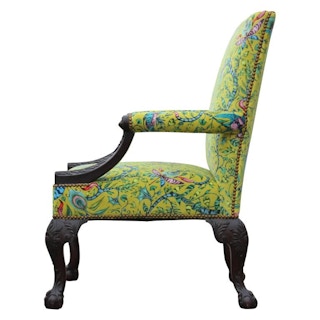 Stunning Upholstered Highly Carved Gainsborough George the Second Library Chair
