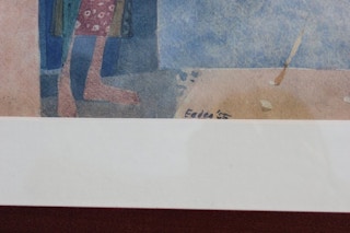 Watercolor of a Woman Against Purple Wall 1956