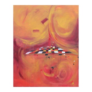 “Alegria (Happiness)” Orange and Red Abstract Expressionist Painting 2012