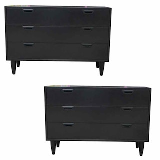 Pair of Modern Sven Ellekaer, Albert Hansen Black Three Drawer Chest of Drawers