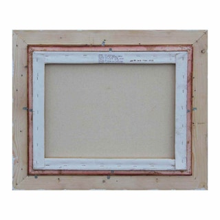 Abstract Pastel Modern Color Block Painting in Peach and Blue Tones 21st Century