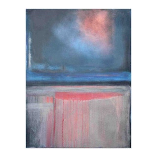 “Fusion (Light into Heavy)” Blue and Red Modern Abstract Expressionist Painting 2012