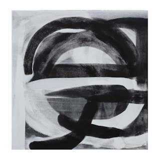 "Spar" Black and White Gestural Abstract Painting, 2019