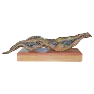 Earth Toned Abstract Twisted Nude Figures Sculpture and Wood Base Late 1900s