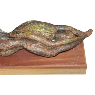 Earth Toned Abstract Twisted Nude Figures Sculpture and Wood Base Late 1900s