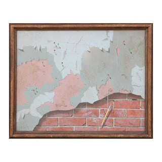 Modern Realist Still Life Study of a Brick Wall, Pins and Pencil 1970s-1980s