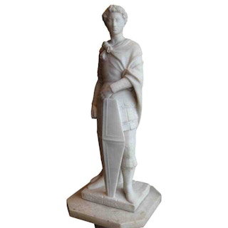 Romanesque Naturalistic Marble Soldier Sculpture 19th Century