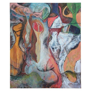 Large Organic Neutral Abstract Expressionist Painting