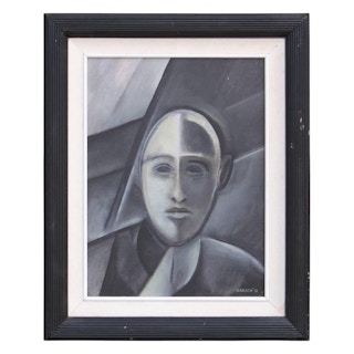 Norman Baasch- "Portrait of a Man" Grey Cubist Portrait 2012