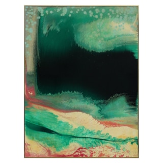 "Marit #6" Green and Pink Acrylic Pour Abstract Painting 1983