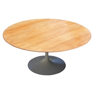 Rare Midcentury Round Tulip Table with Wooden Top by Knoll and Saarinen