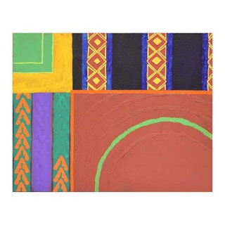 Colorful Abstract Contemporary “Blue Dress III” African Textile Painting 2019