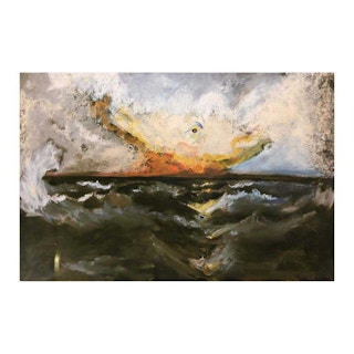 Abstract Contemporary “Angry Ocean” Clown Seascape Print on Metal 2018