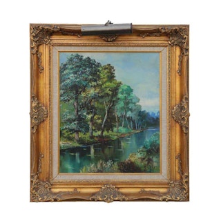 "A Joyce, Hommage de l'Artiste" Barbizon School Landscape Painting 1958