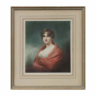 Naturalistic Colored Etching Portrait of Lady Carmichael Early, 20th Century