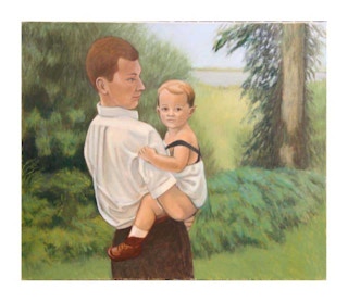 Stella Sullivan "Father and Son" Portrait Painting with Landscape