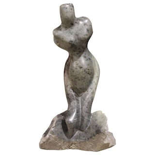 Jose Zacarias - Figurative Grey Stone Sculpture of a Female, 1989