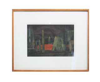 Mirko Basaldella- Abstract Dark Toned Italian Landscape 20th Century