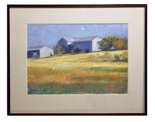Pauline Howard- Pastel Landscape with a Farm House and Barn Late 20th Century