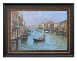 Ciro Canzanella- View of Venice Canal Late 20th Century